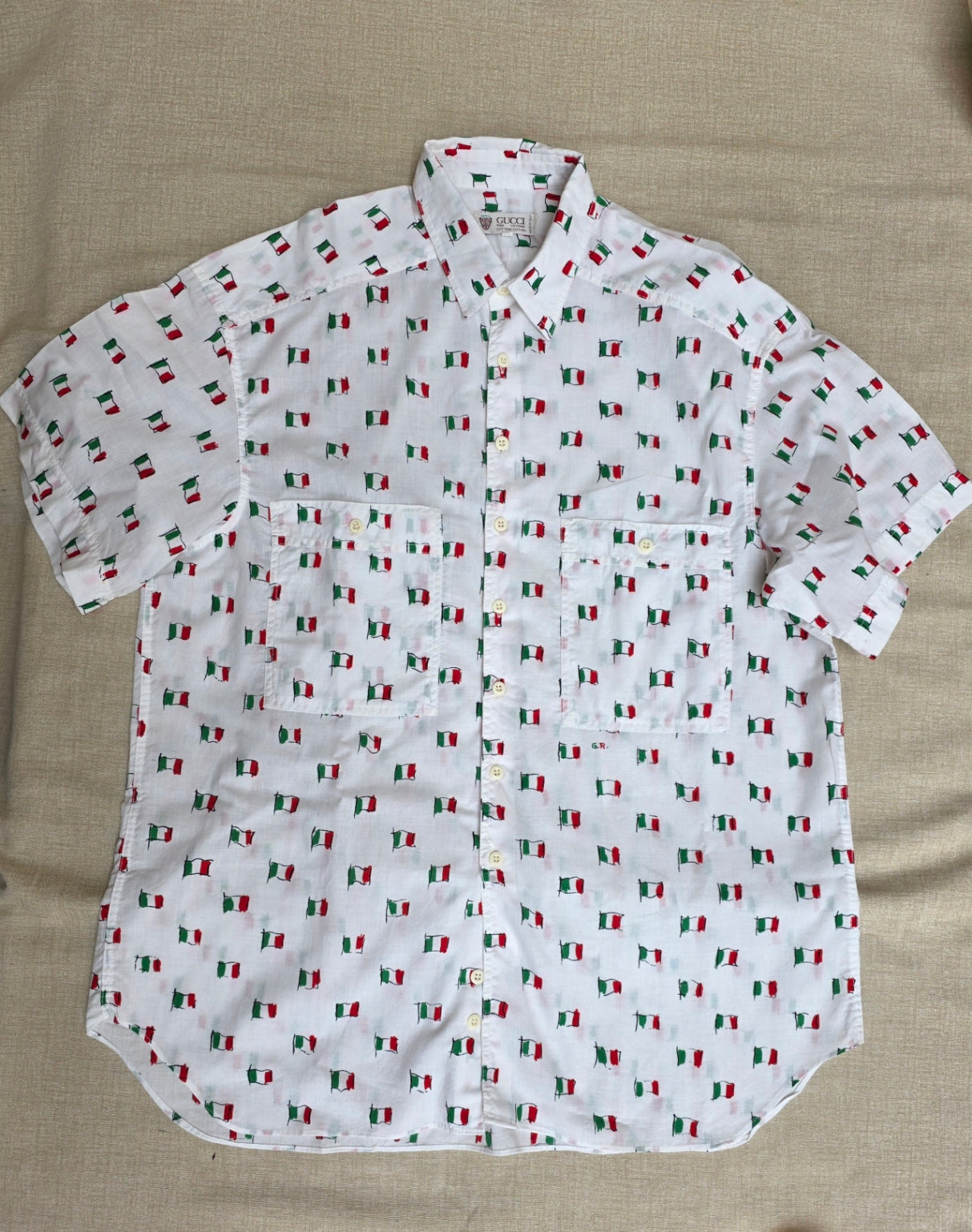 Camicia da uomo Gucci vintage "Bandiere italiane", anni '80