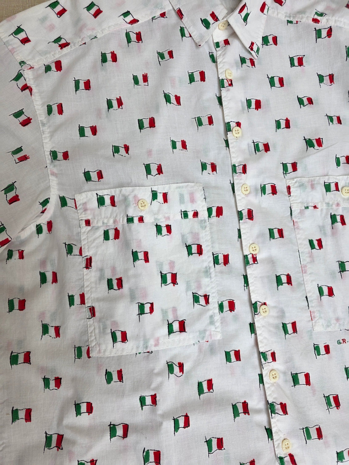 Camicia da uomo Gucci vintage "Bandiere italiane", anni '80