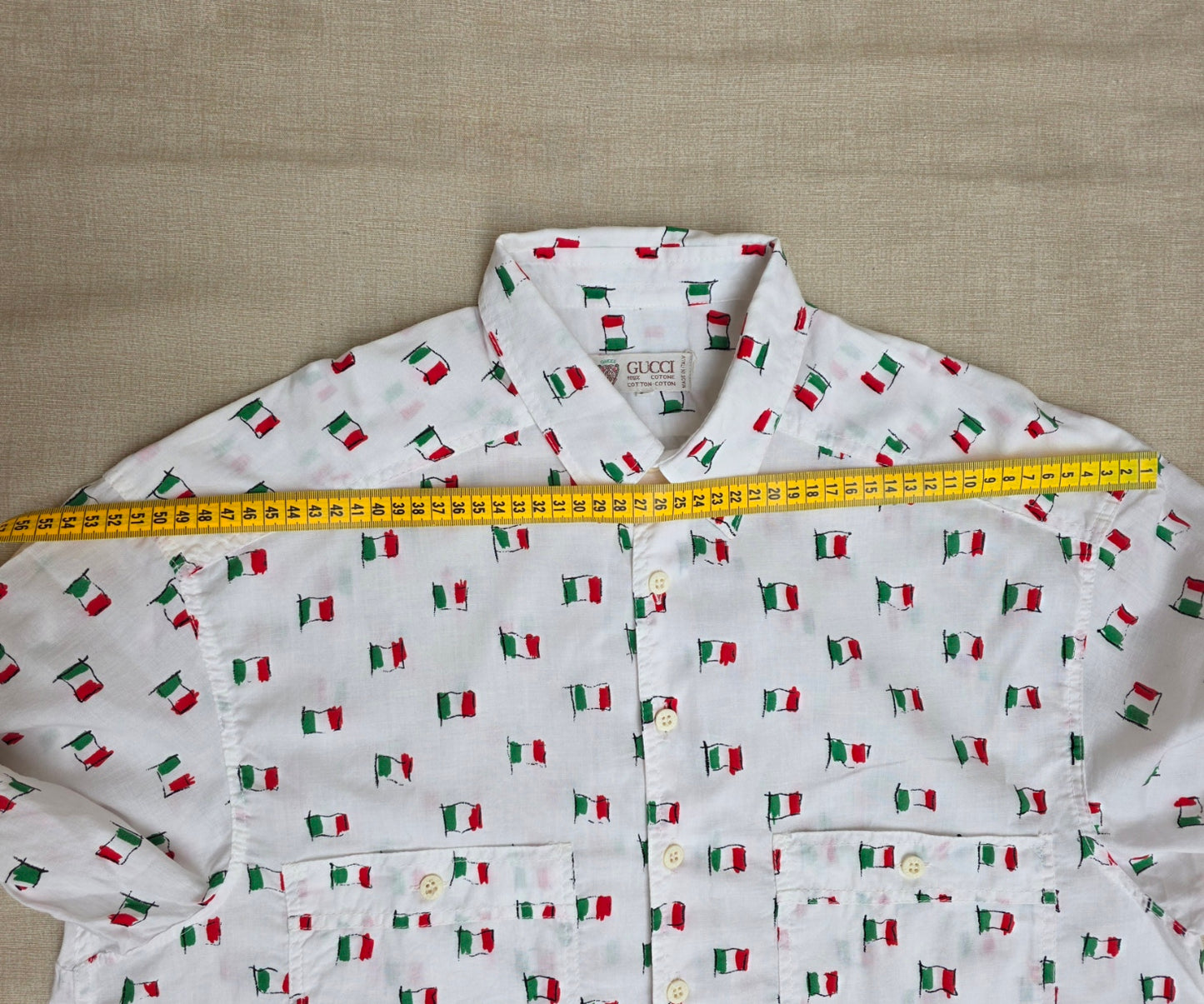 Camicia da uomo Gucci vintage "Bandiere italiane", anni '80
