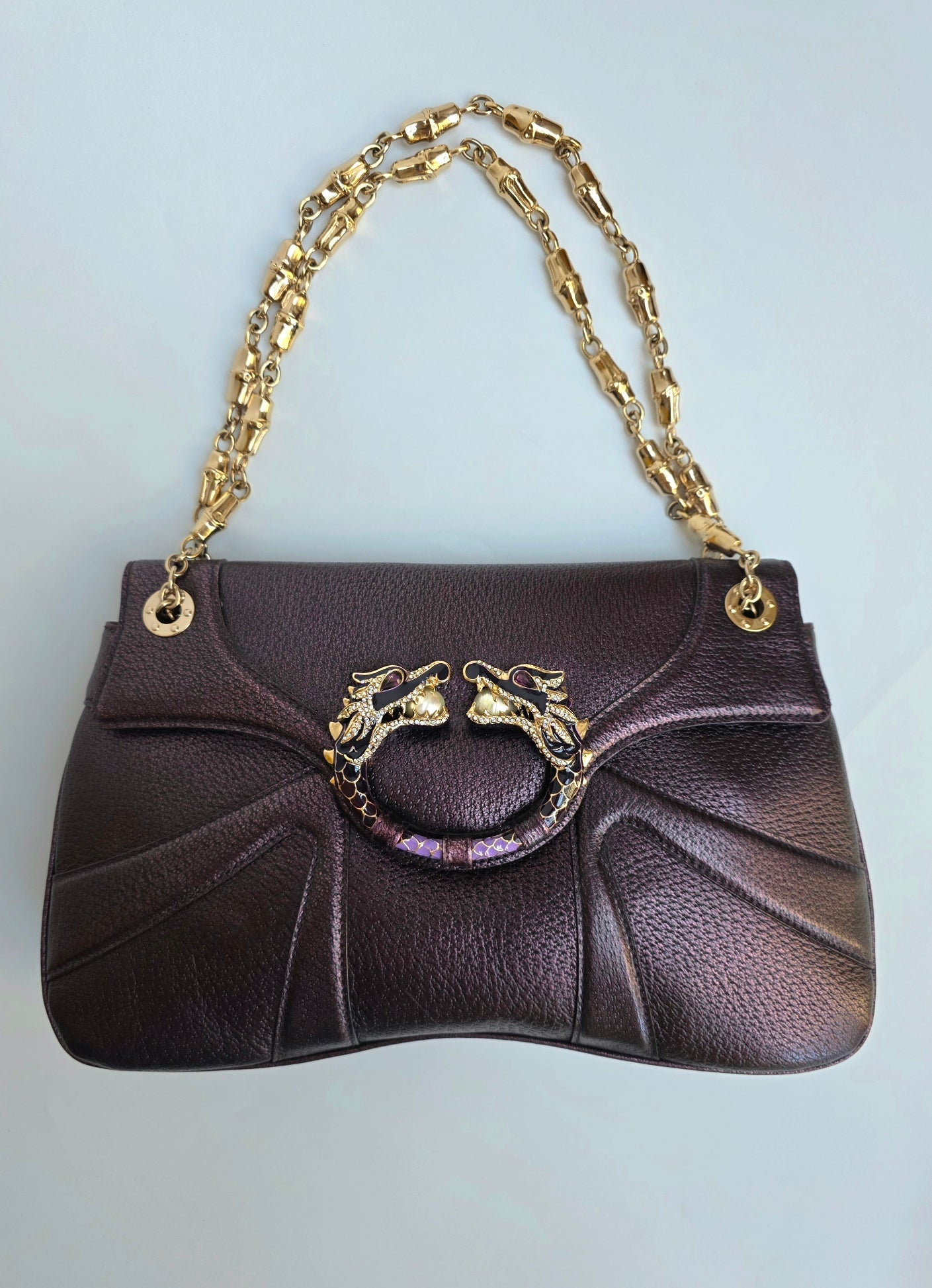 Borsa Gucci vintage Dragon Bag pelle viola, 2004 collezione di Tom Ford