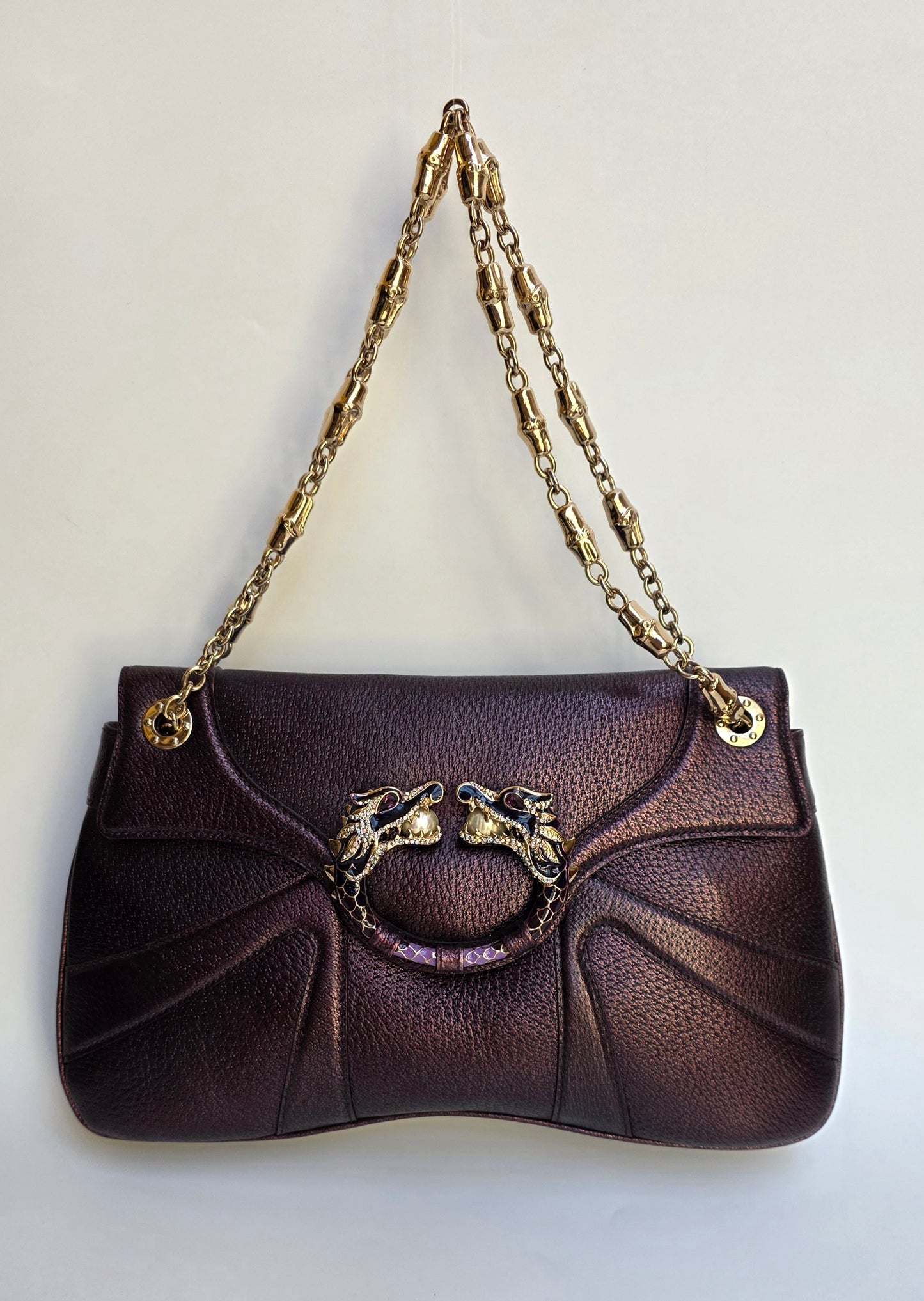Borsa Gucci vintage Dragon Bag pelle viola, 2004 collezione di Tom Ford