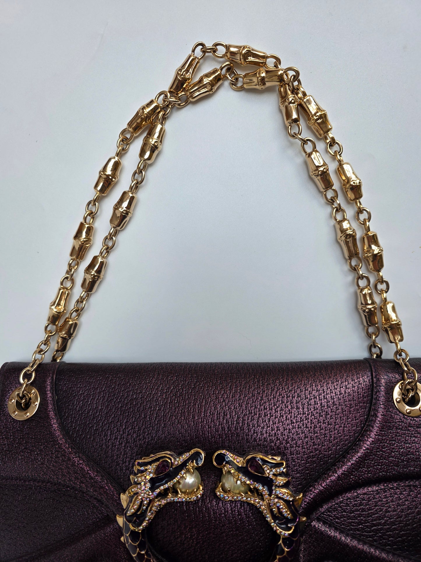 Borsa Gucci vintage Dragon Bag pelle viola, 2004 collezione di Tom Ford