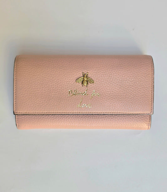 Portafoglio Gucci Blind For Love in pelle rosa cipria