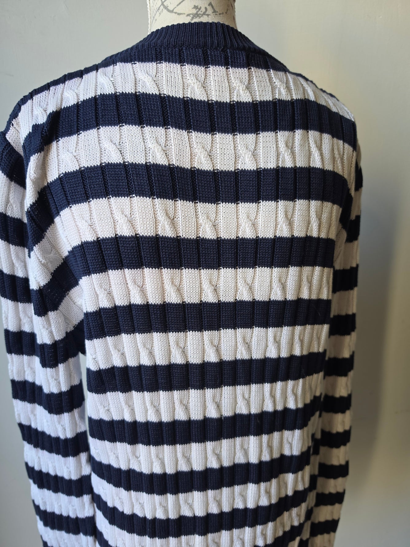 Cardigan Gucci vintage in cotone a righe blu e bianche, anni '80