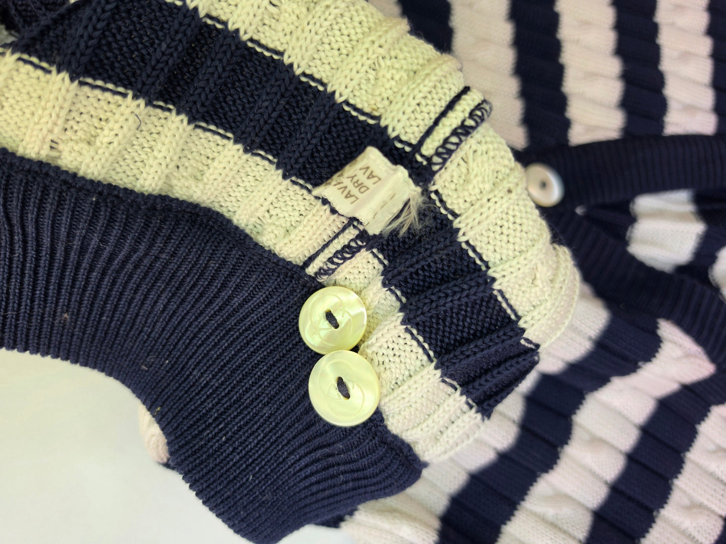 Cardigan Gucci vintage in cotone a righe blu e bianche, anni '80