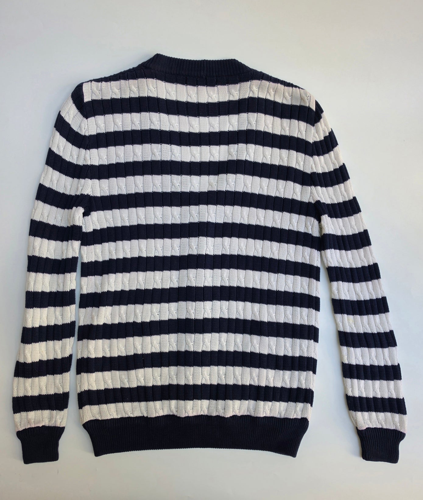 Cardigan Gucci vintage in cotone a righe blu e bianche, anni '80