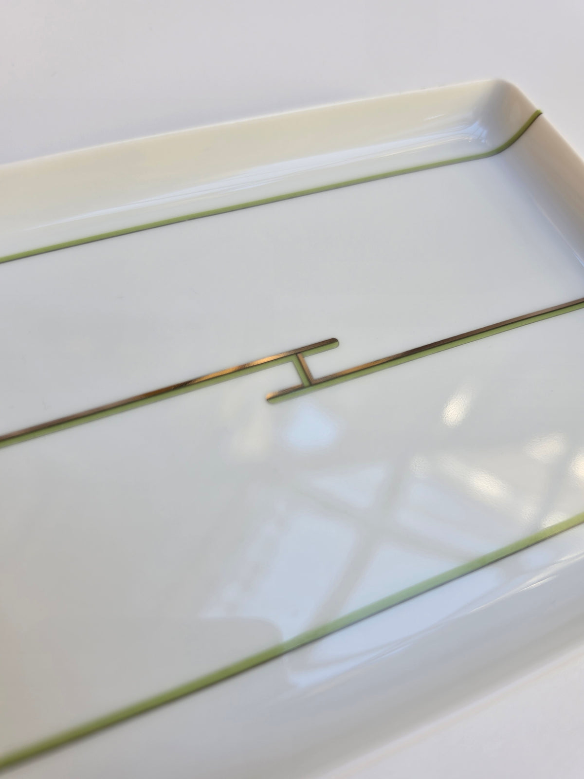 Piattini rettangolari Hermès "Rythme" in Porcellana, colore verde