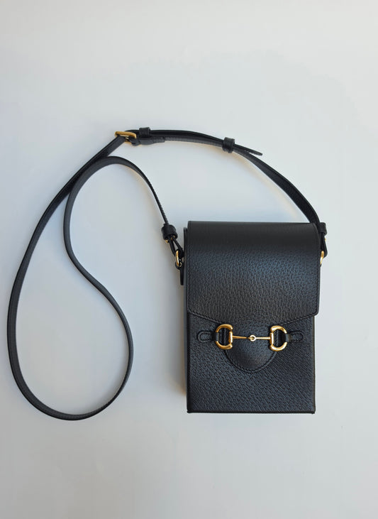 Gucci Horsebit 1955 Mini Borsa a tracolla in pelle nera