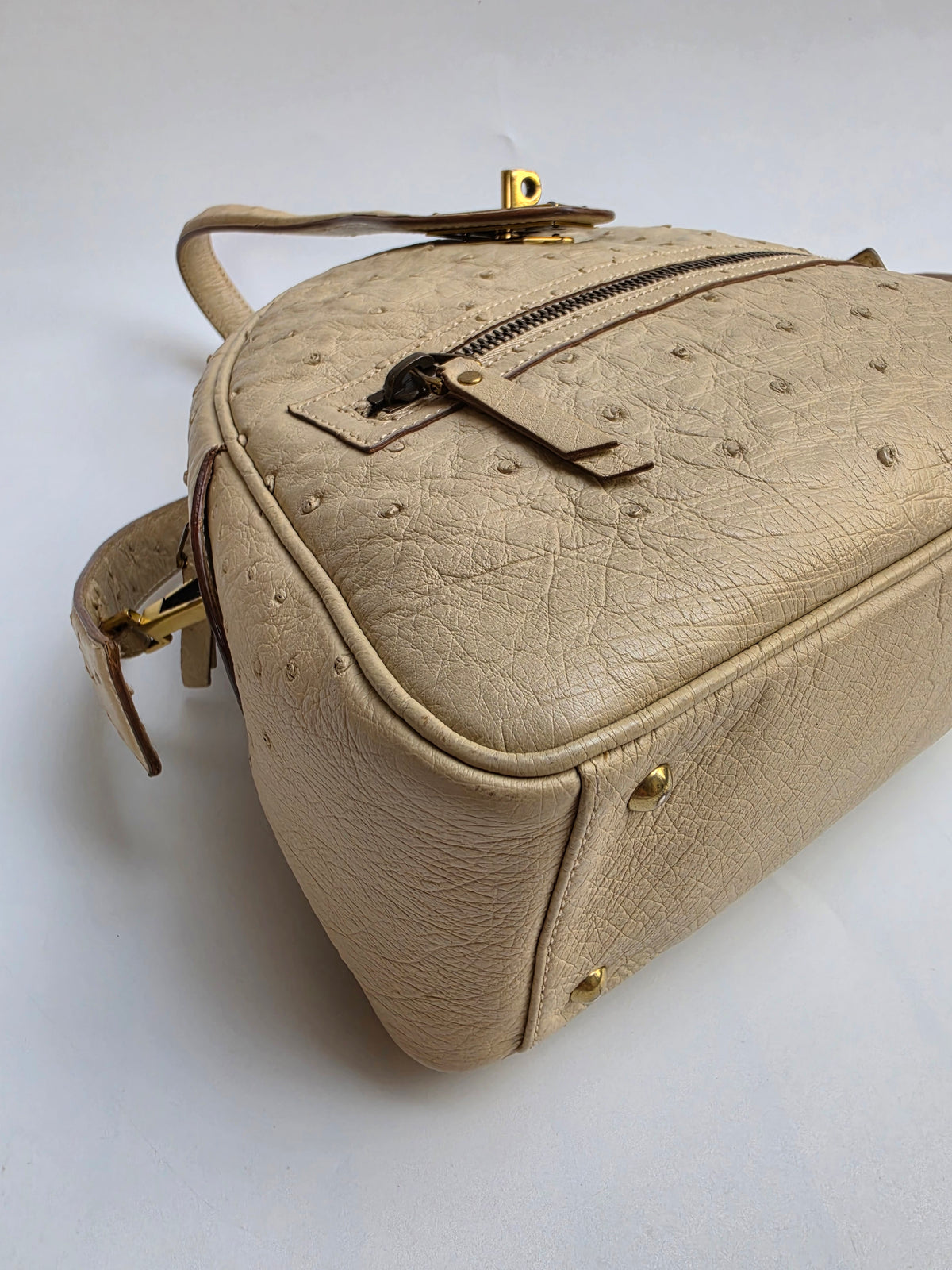 Borsa Vintage GUCCI by Tom Ford in pelle di struzzo Beige, anni '90