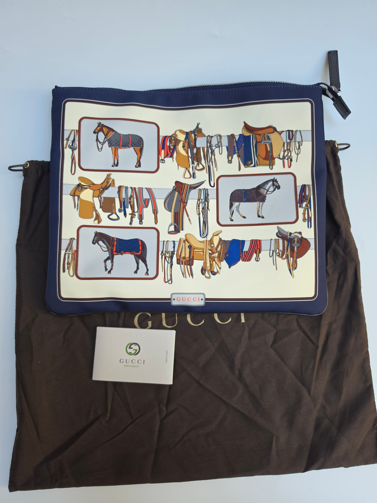Gucci nylon pouch with Equestrian motif, Limited Edition