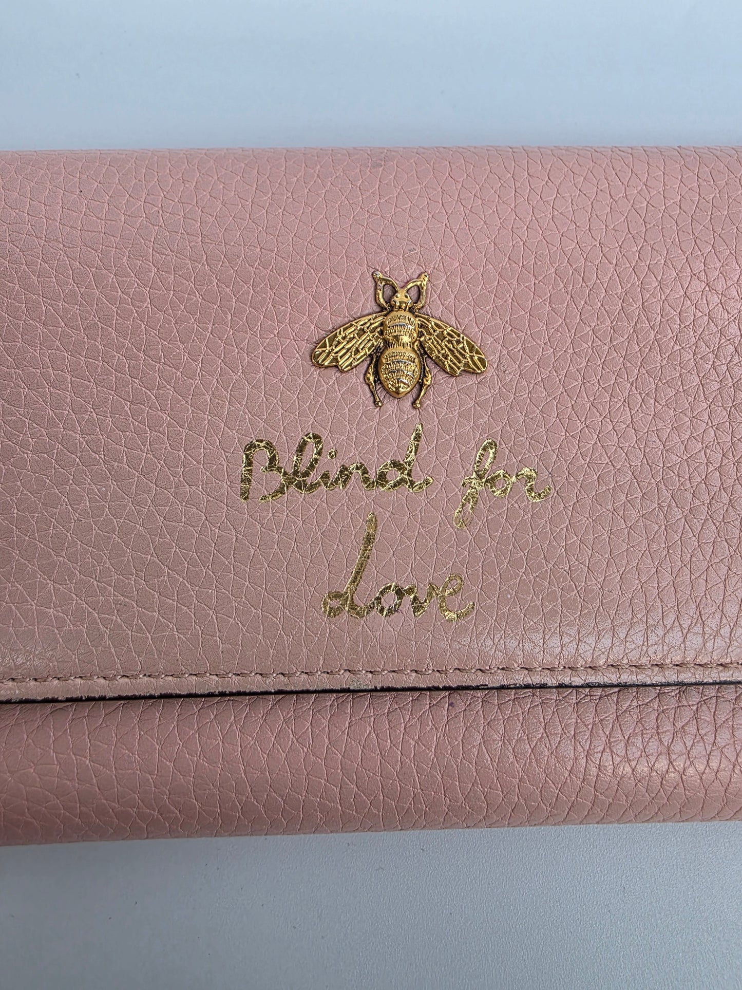 Portafoglio Gucci Blind For Love in pelle rosa cipria
