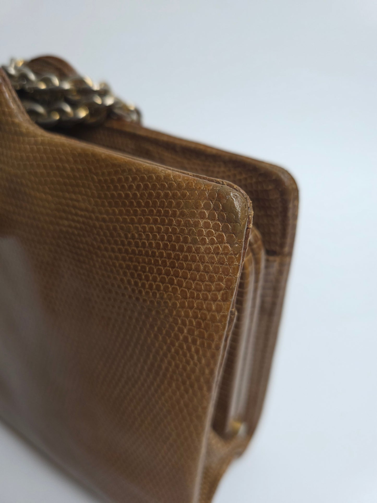 Borsa da sera Gucci vintage in pelle di lucertola con dettaglio Occhio di Tigre, anni '60