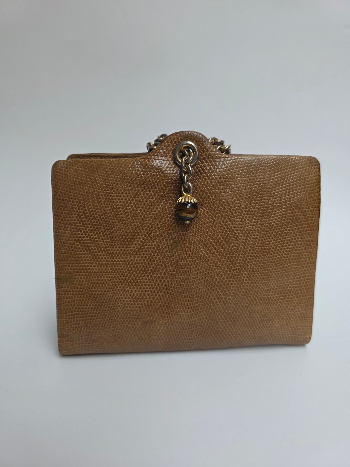 Borsa da sera Gucci vintage in pelle di lucertola con dettaglio Occhio di Tigre, anni '60