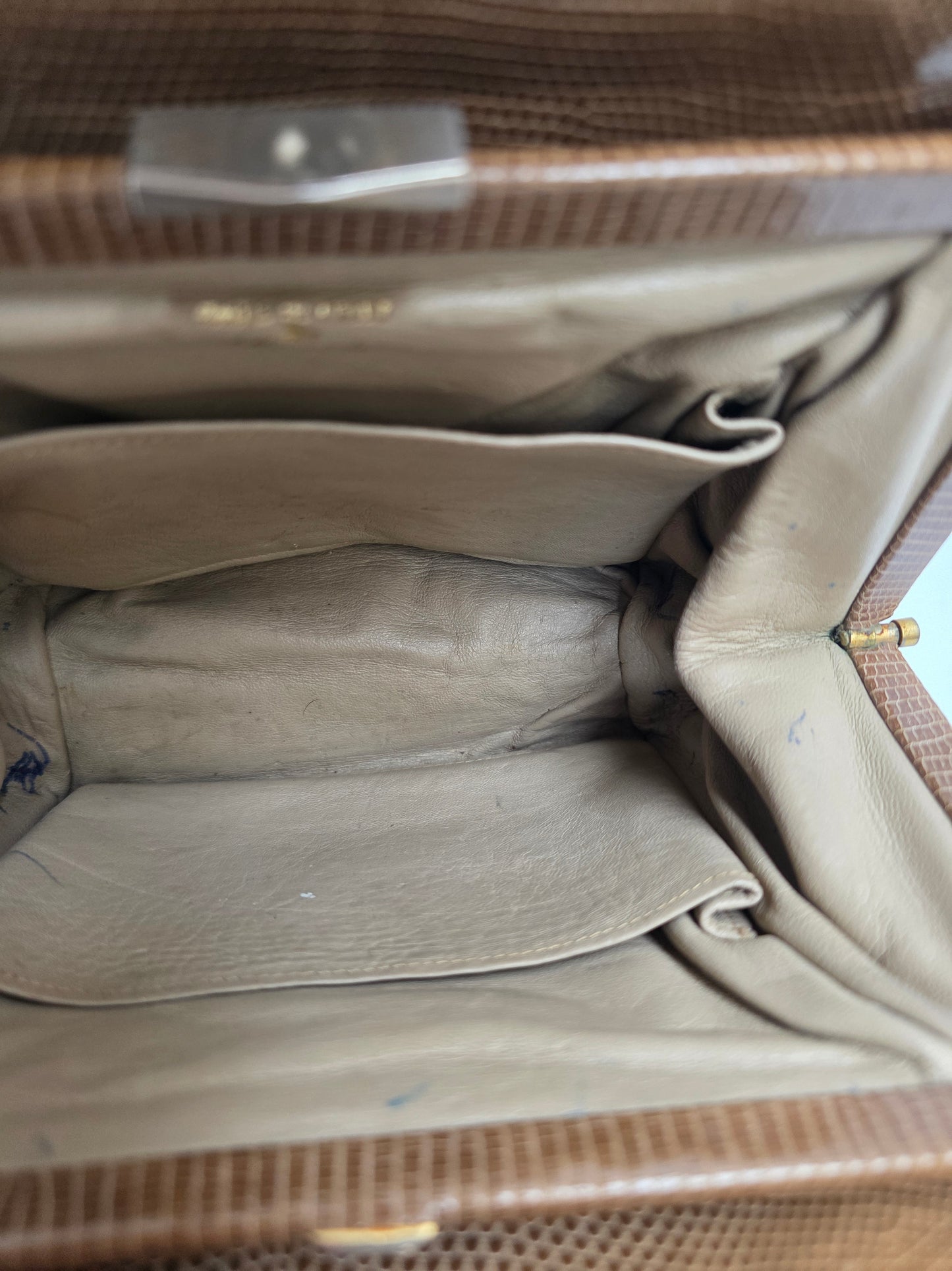 Borsa da sera Gucci vintage in pelle di lucertola con dettaglio Occhio di Tigre, anni '60