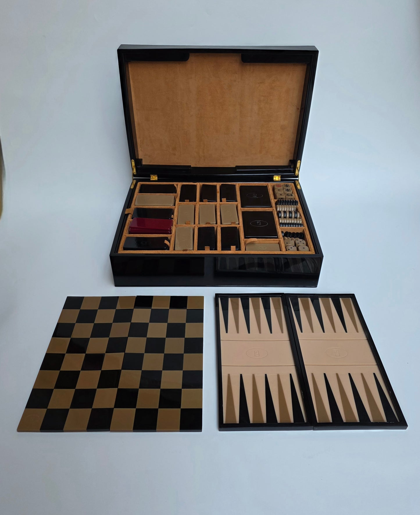 Scatola da Gioco Multi-Set Fendi Vintage in Perspex, scacchi e backgammon, anni '80