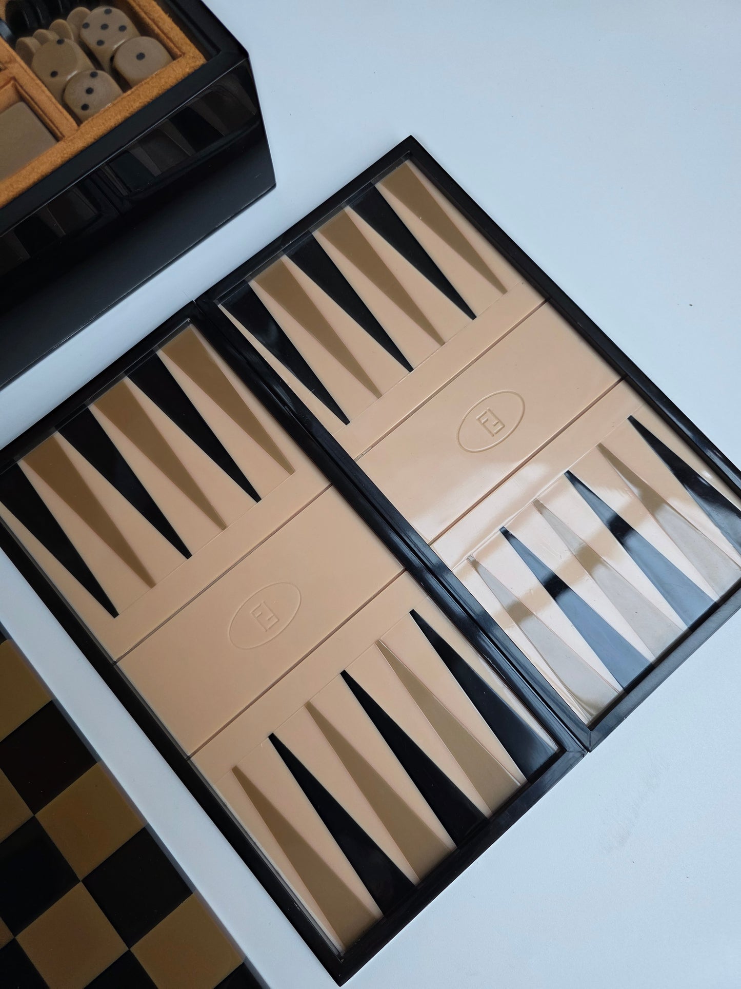 Scatola da Gioco Multi-Set Fendi Vintage in Perspex, scacchi e backgammon, anni '80