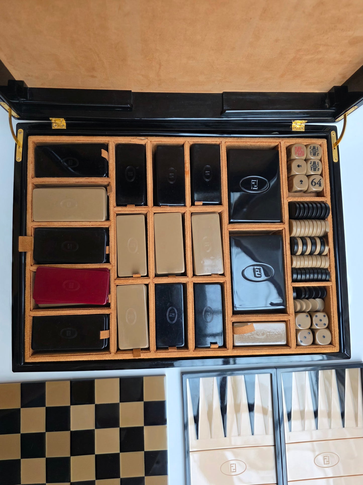 Scatola da Gioco Multi-Set Fendi Vintage in Perspex, scacchi e backgammon, anni '80
