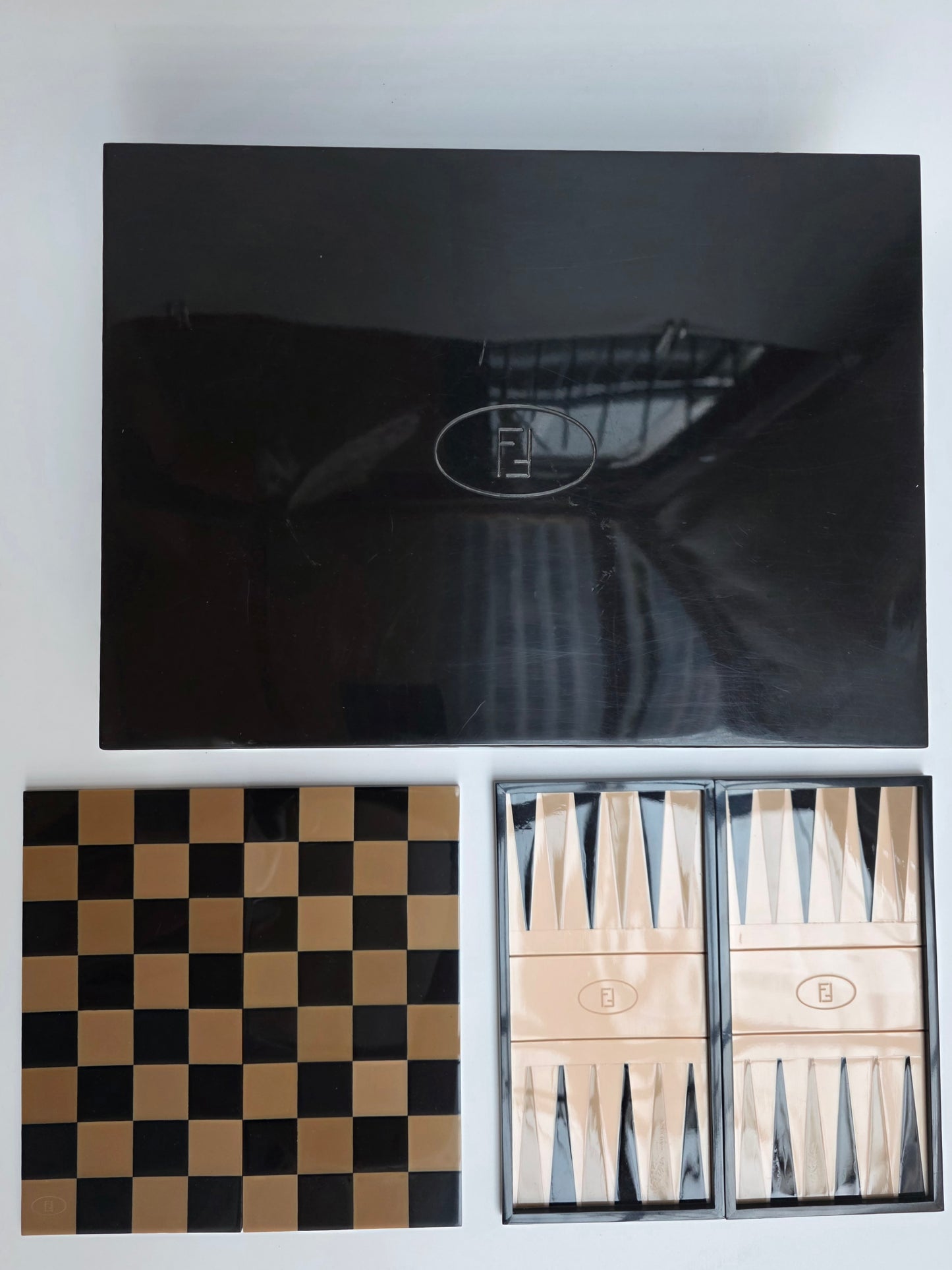 Scatola da Gioco Multi-Set Fendi Vintage in Perspex, scacchi e backgammon, anni '80