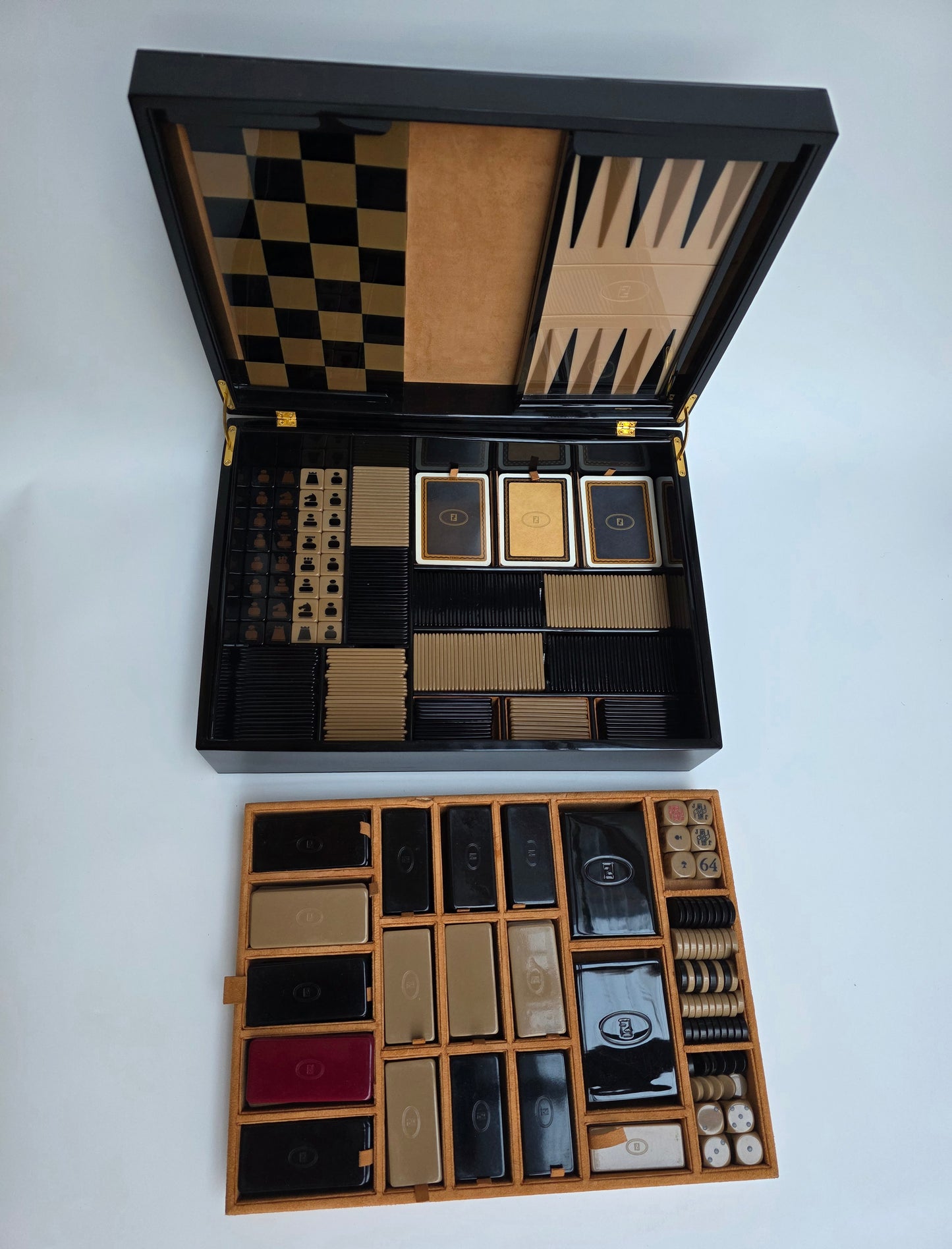 Scatola da Gioco Multi-Set Fendi Vintage in Perspex, scacchi e backgammon, anni '80