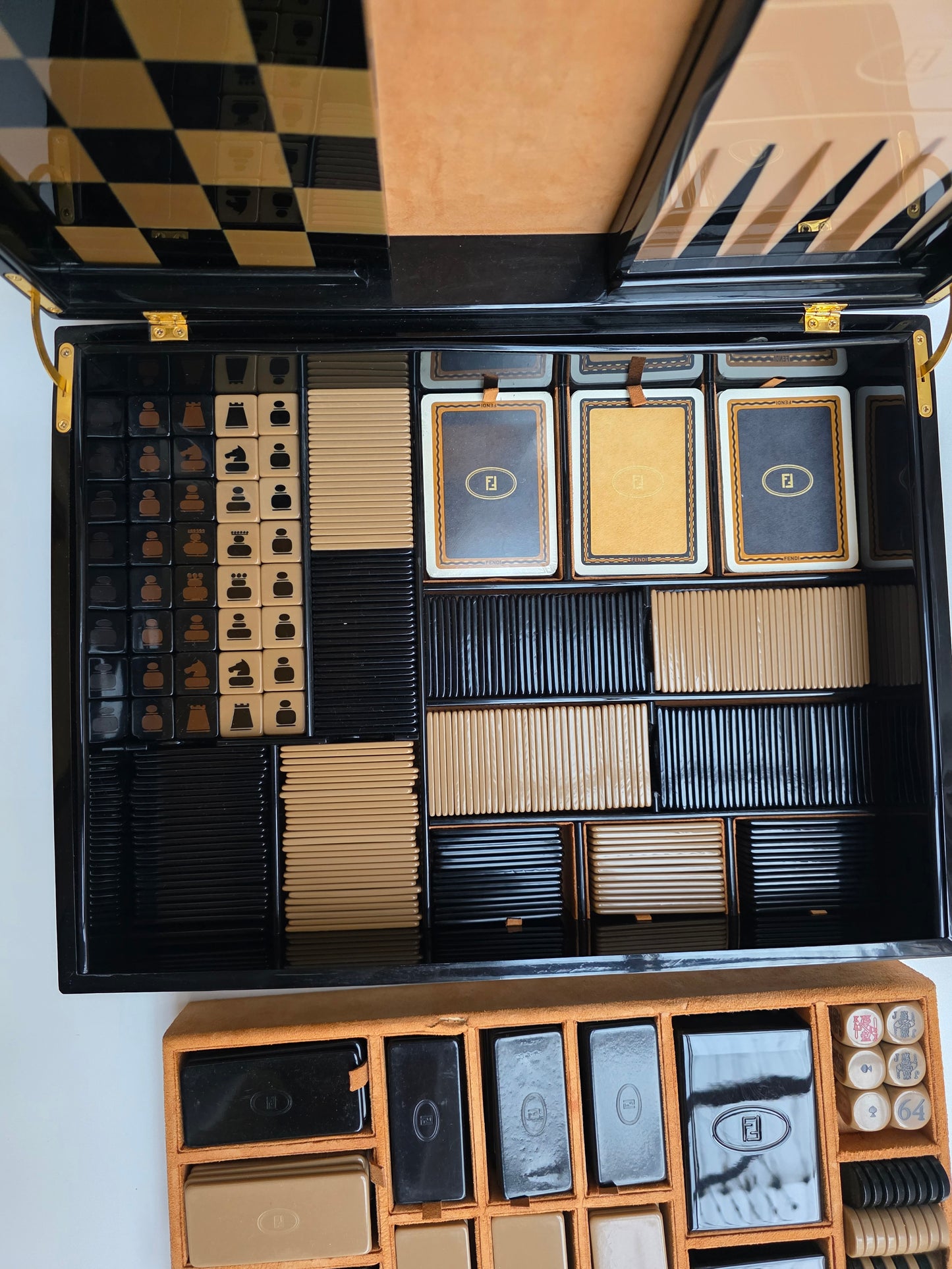 Scatola da Gioco Multi-Set Fendi Vintage in Perspex, scacchi e backgammon, anni '80
