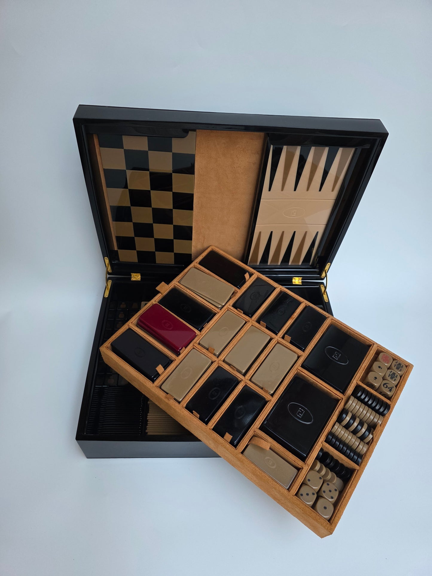Scatola da Gioco Multi-Set Fendi Vintage in Perspex, scacchi e backgammon, anni '80