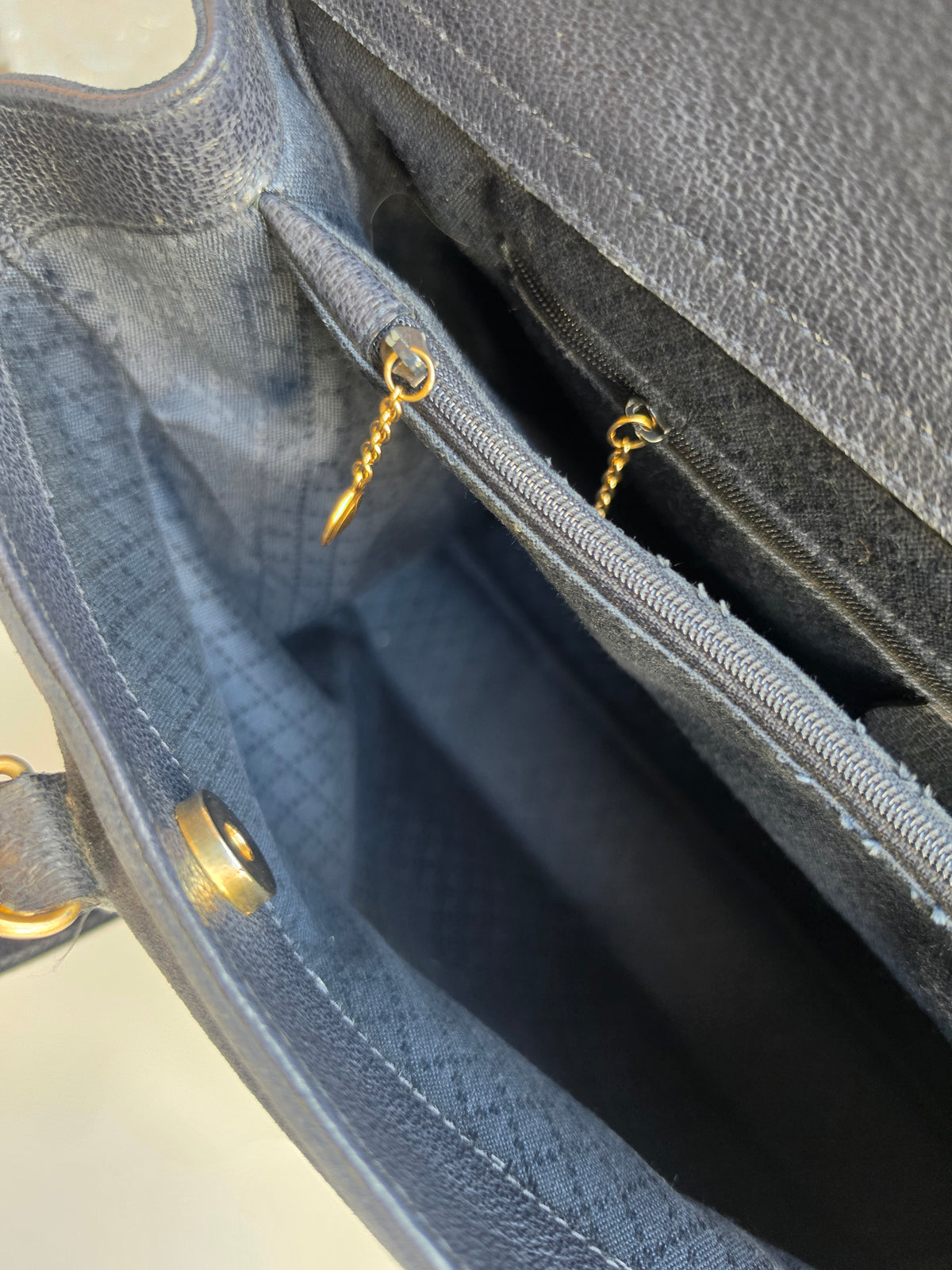 Borsa Gucci Diana Tote in camoscio blu notte, anni '90