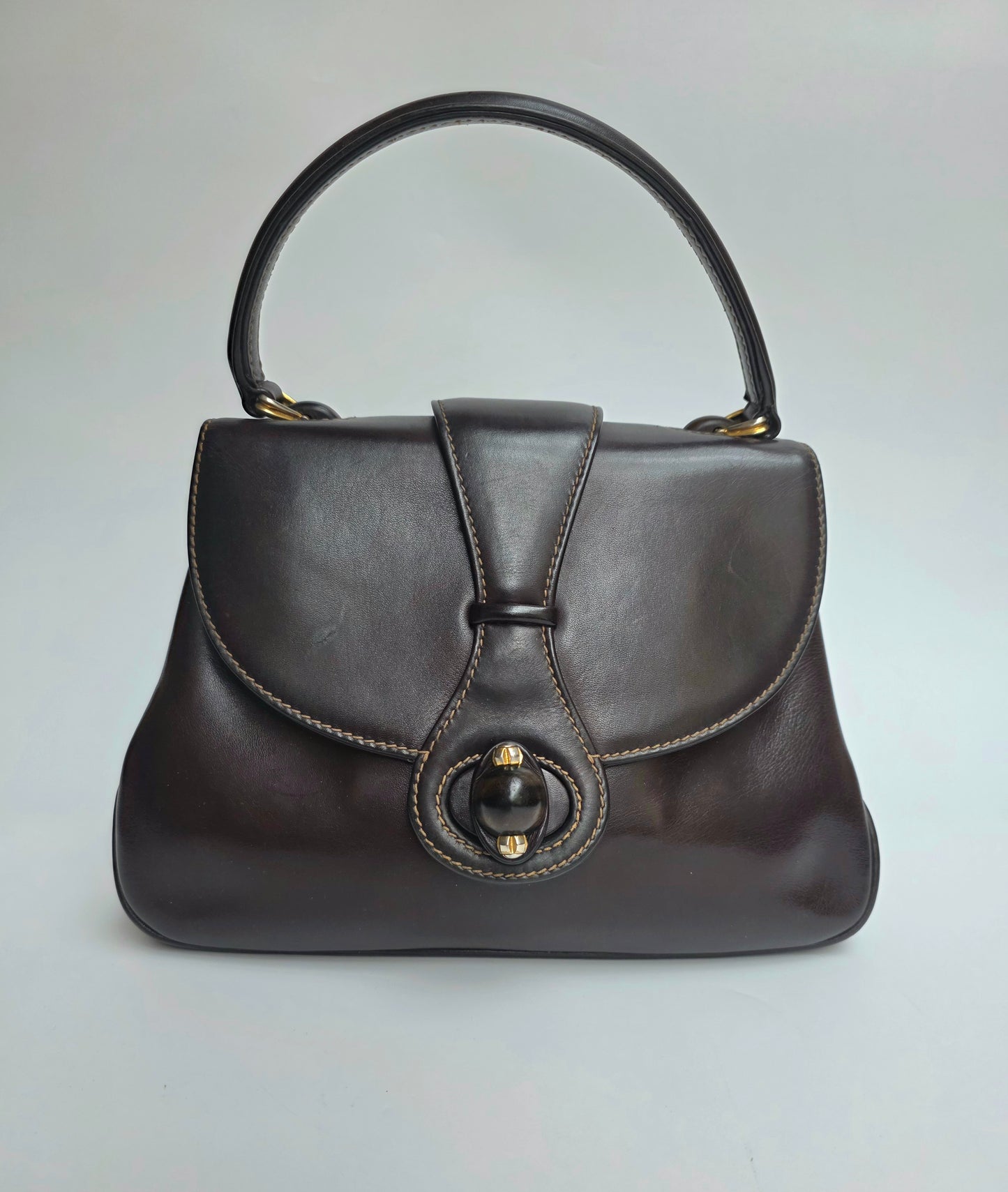 Borsa Gucci vintage con chiusura in legno, anni '50