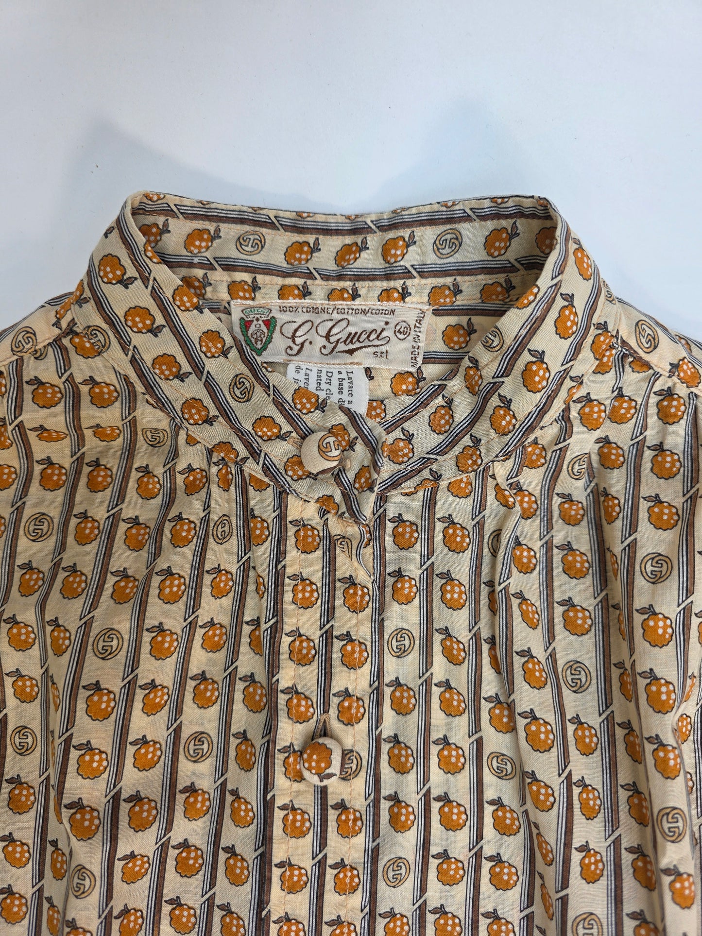 Camicia Gucci vintage motivo Lamponi, anni '70