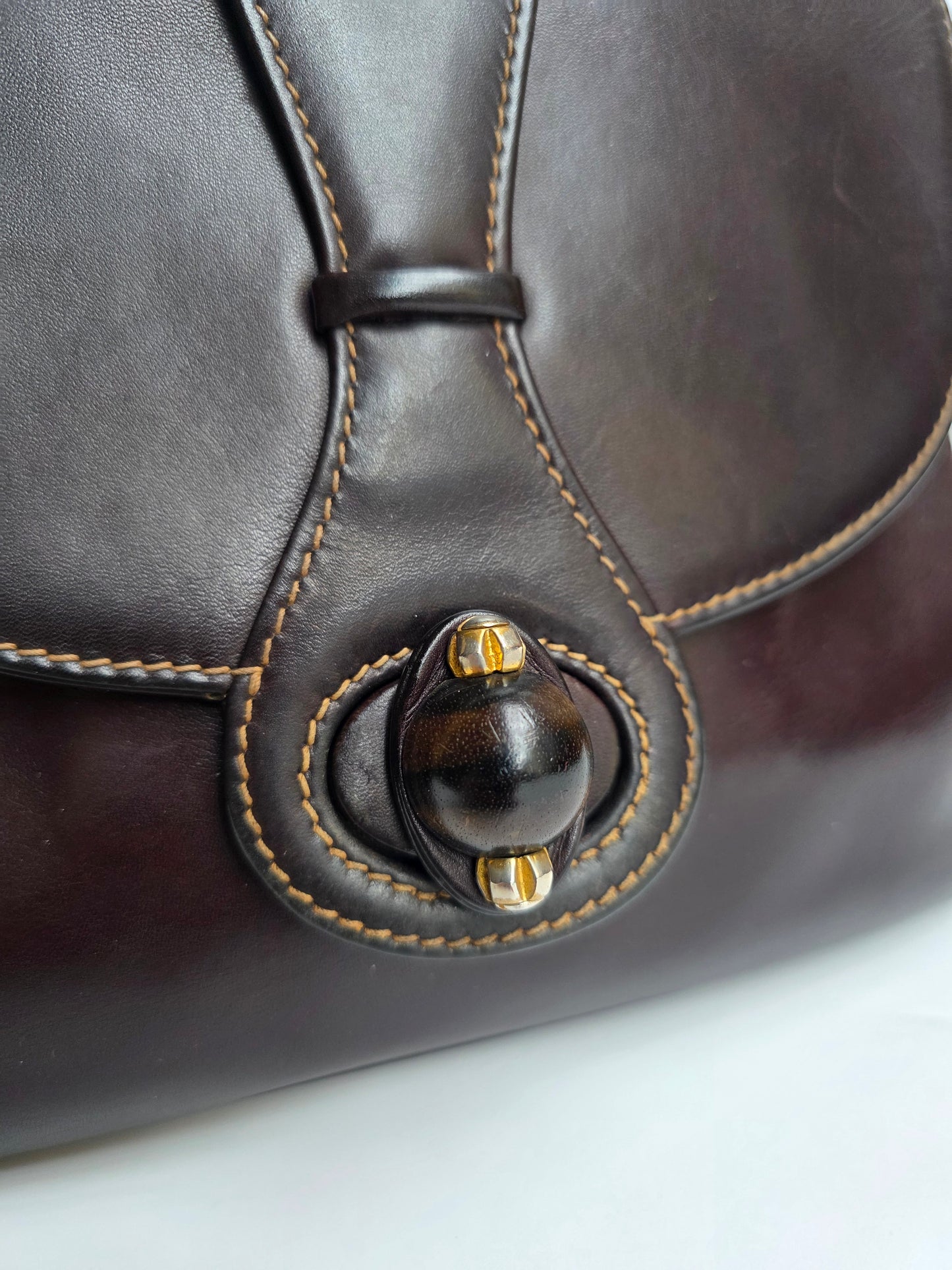 Borsa Gucci vintage con chiusura in legno, anni '50
