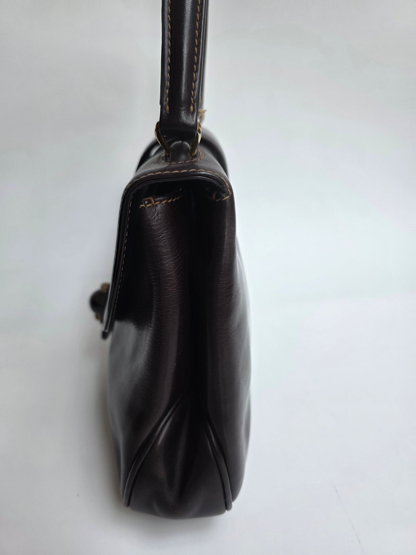 Borsa Gucci vintage con chiusura in legno, anni '50