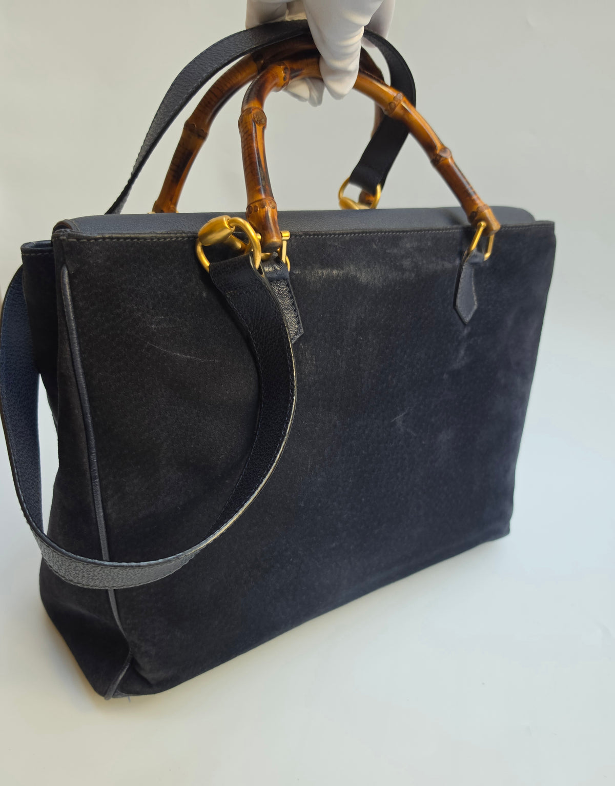 Borsa Gucci Diana Tote in camoscio blu notte, anni '90