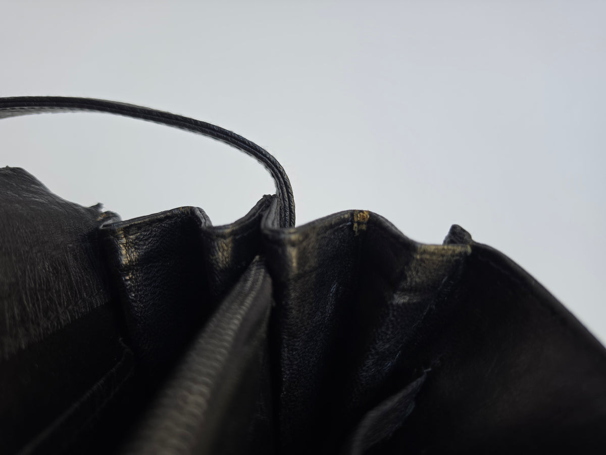 Borsa a spalla Gucci vintage in pelle di struzzo nera, anni '70