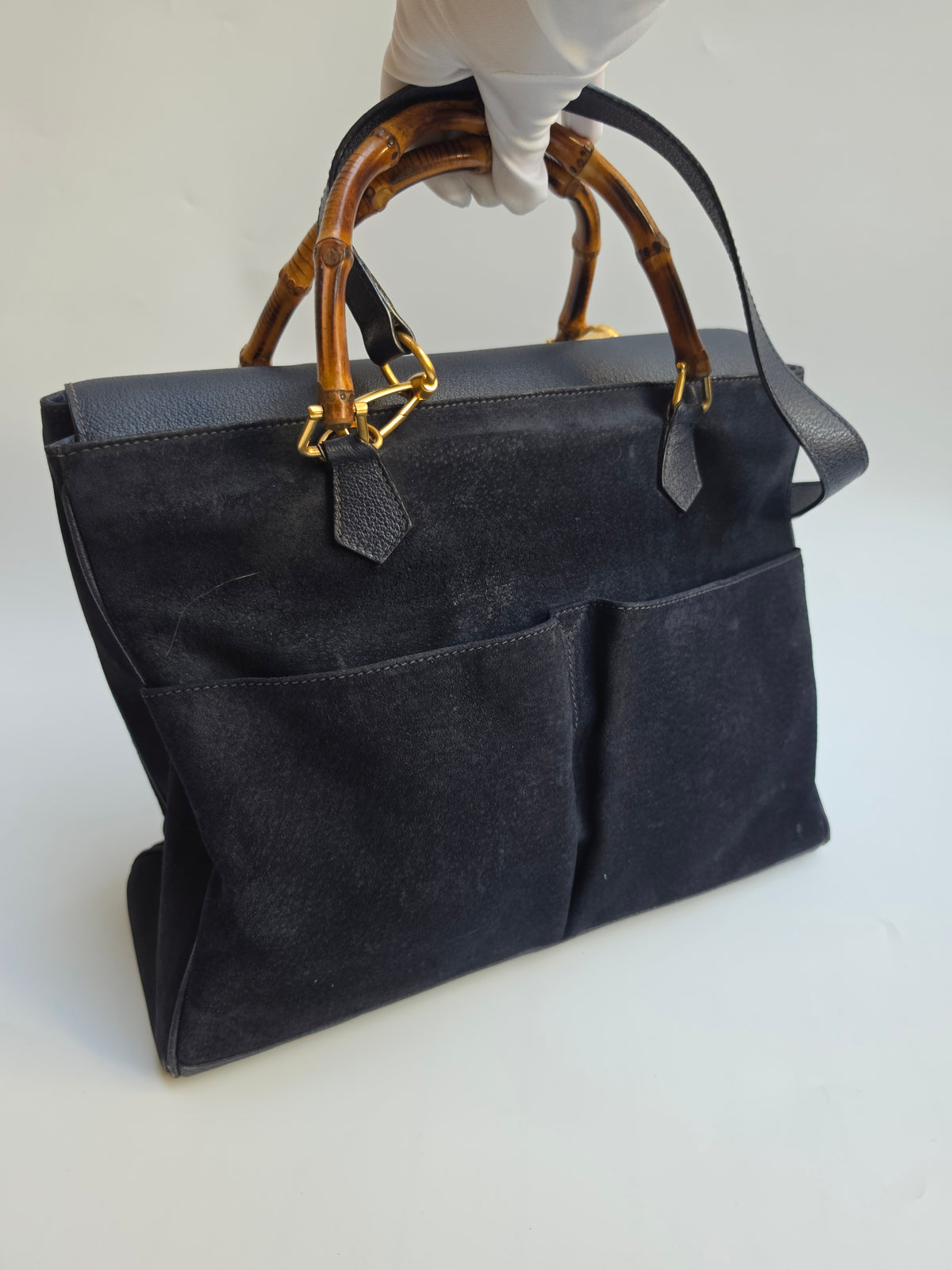 Borsa Gucci Diana Tote in camoscio blu notte, anni '90